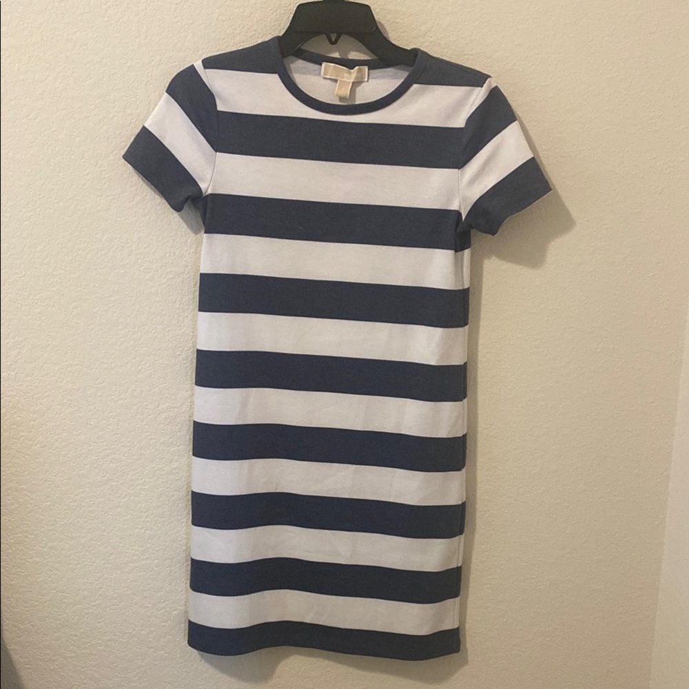 New Michael Kors Petite Rugby Navy Stripe Shift Dress Size PXS